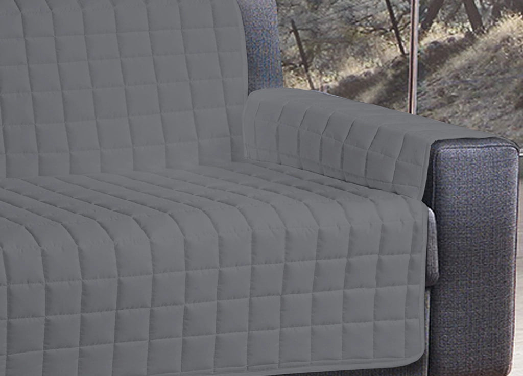 Copridivano Antimacchia Trapuntato in Tinta Unita - Poltrona - Antracite