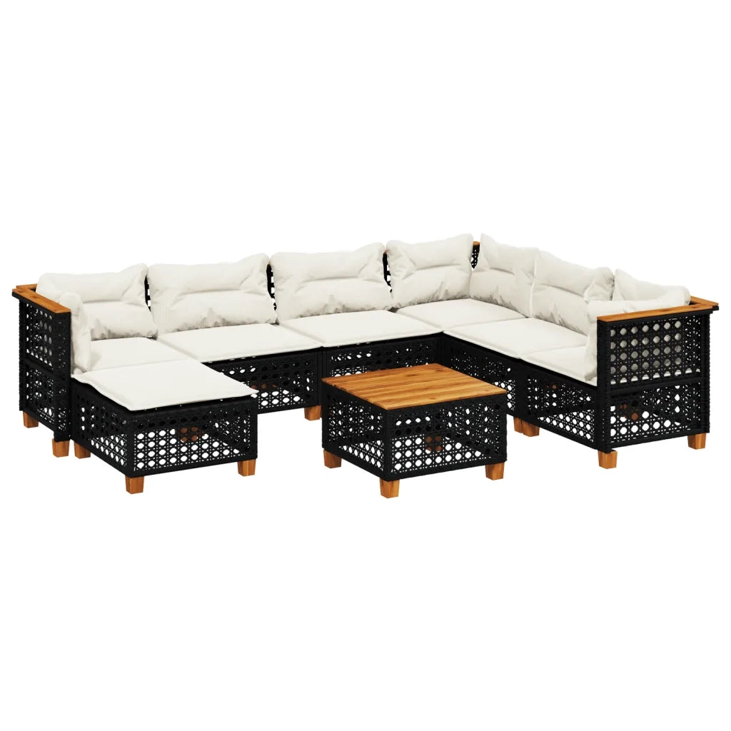 Set Divani da Giardino con Cuscini 8 pz Nero in Polyrattan 3261944