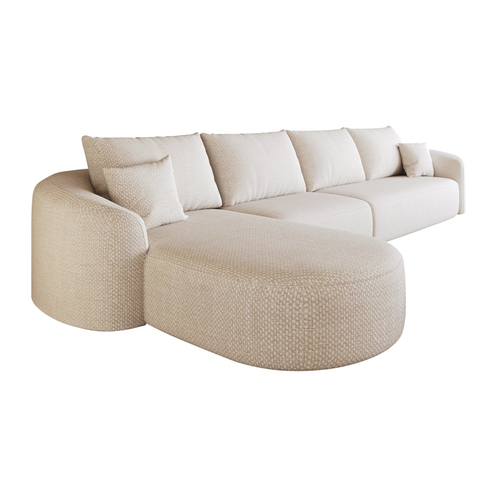 Divano angolare modulare 336 cm in tessuto bianco; senza montaggio