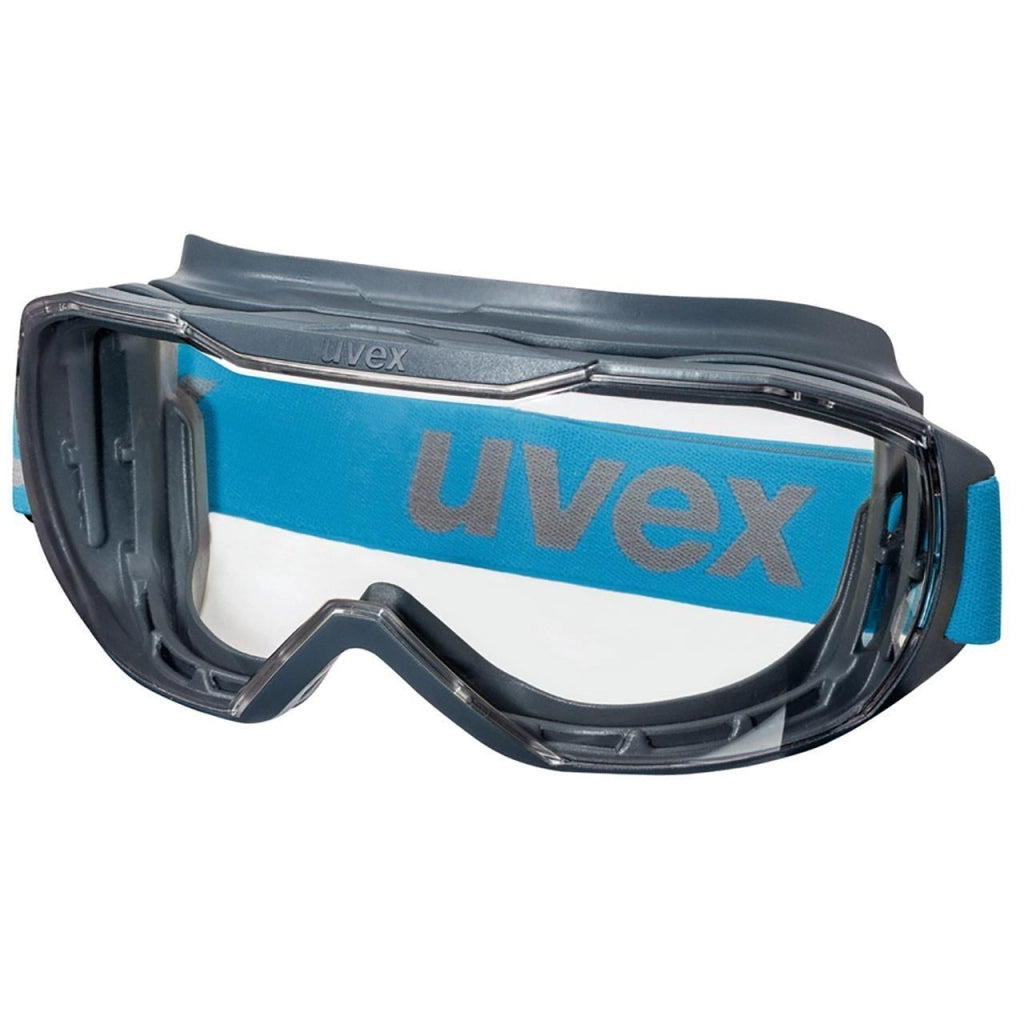 Uvex 9320265 Megasonic Occhiali a mascherina OTG Policarbonato Antiappannante Antigraffio UV400 colore Blu Trasparente