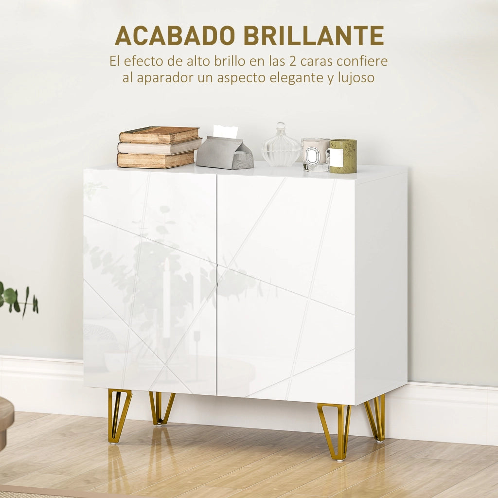 Consolle Ingresso con 2 Ante e Ripiani Aggiustabili per Cucina e Salotto ¨C Zephmum ¨C 80x40x75 cm Bianco