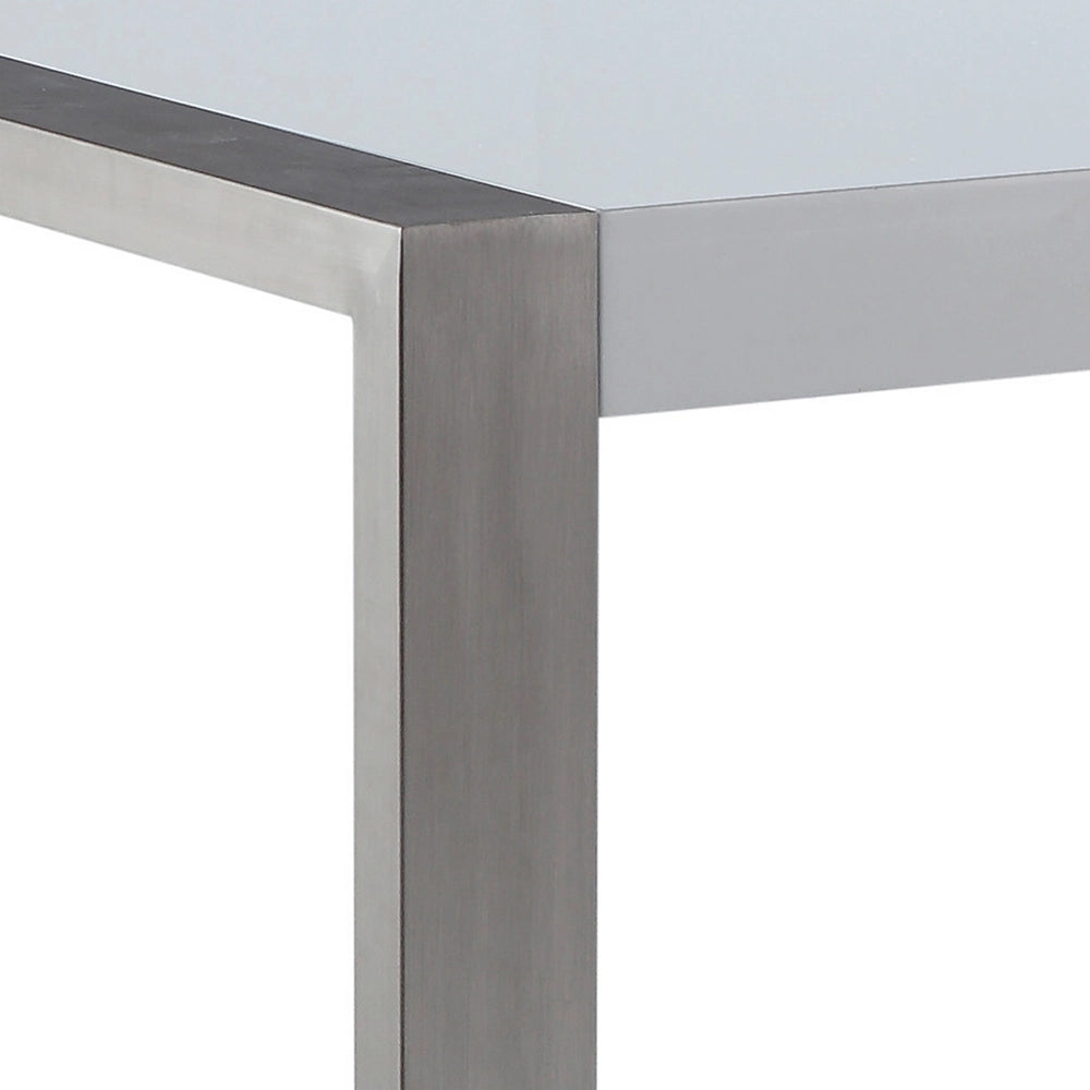 Tavolo Pranzo Acciaio Inox Piano Lucido Bianco Rettangolare 90 x 180 cm stile moderno sala da pranzo soggiorno