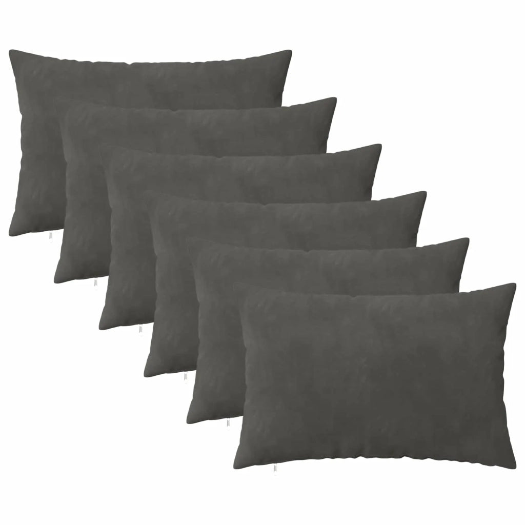 Cuscino con cuscino HEERLEN 6 pz Grigio Scuro Velluto 924968