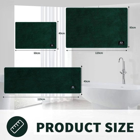 Pavimento da bagno grande verde 120 x 80 cm - antiscivolo e assorbente