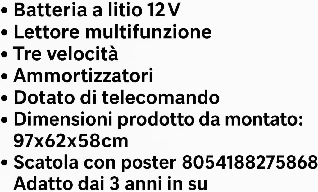 EIC Auto Elettrica per Bambini, Fuoristrada 12V, 2 Posti, Telecomando, Porte Apribili, Carico 35 Kg, 97x62x58cm