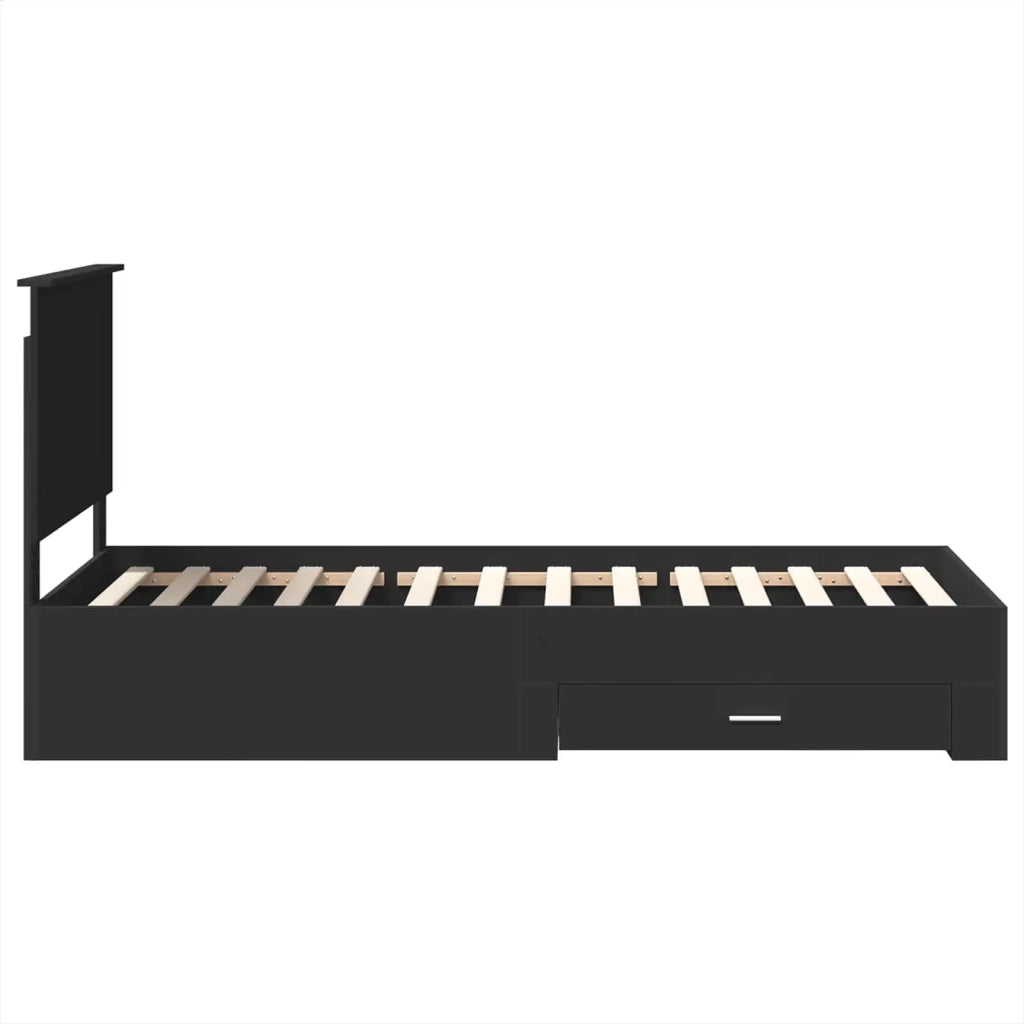 Letto singolo | Letto per adulti | Struttura del letto con testiera Nero e Argento 75 x 190 cm