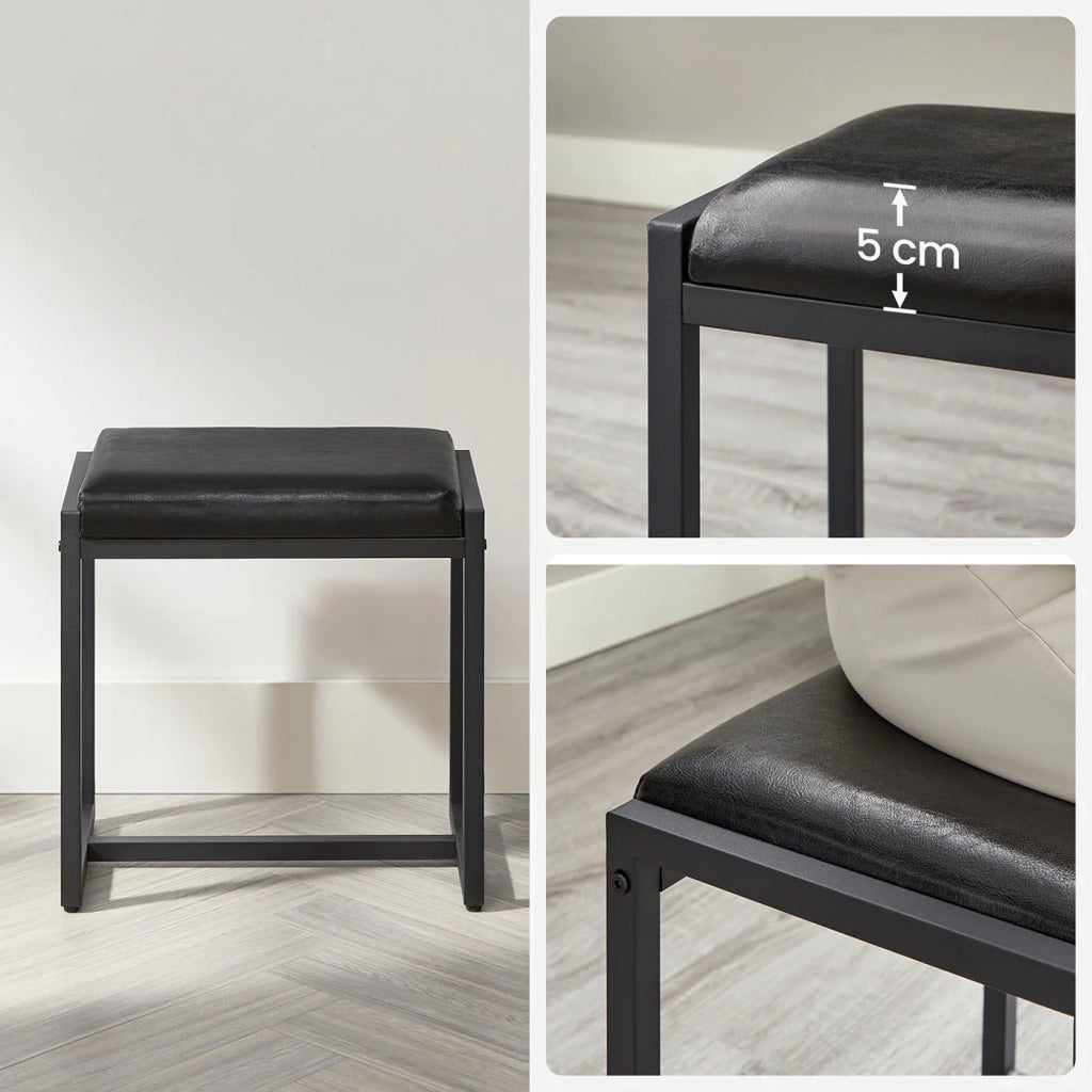 Set da toeletta 90 x 40 x 141 cm con sgabello imbottito specchio triplo 3 cassetti portaphon e contenitore portaoggetti stile industriale marrone 12_0005417