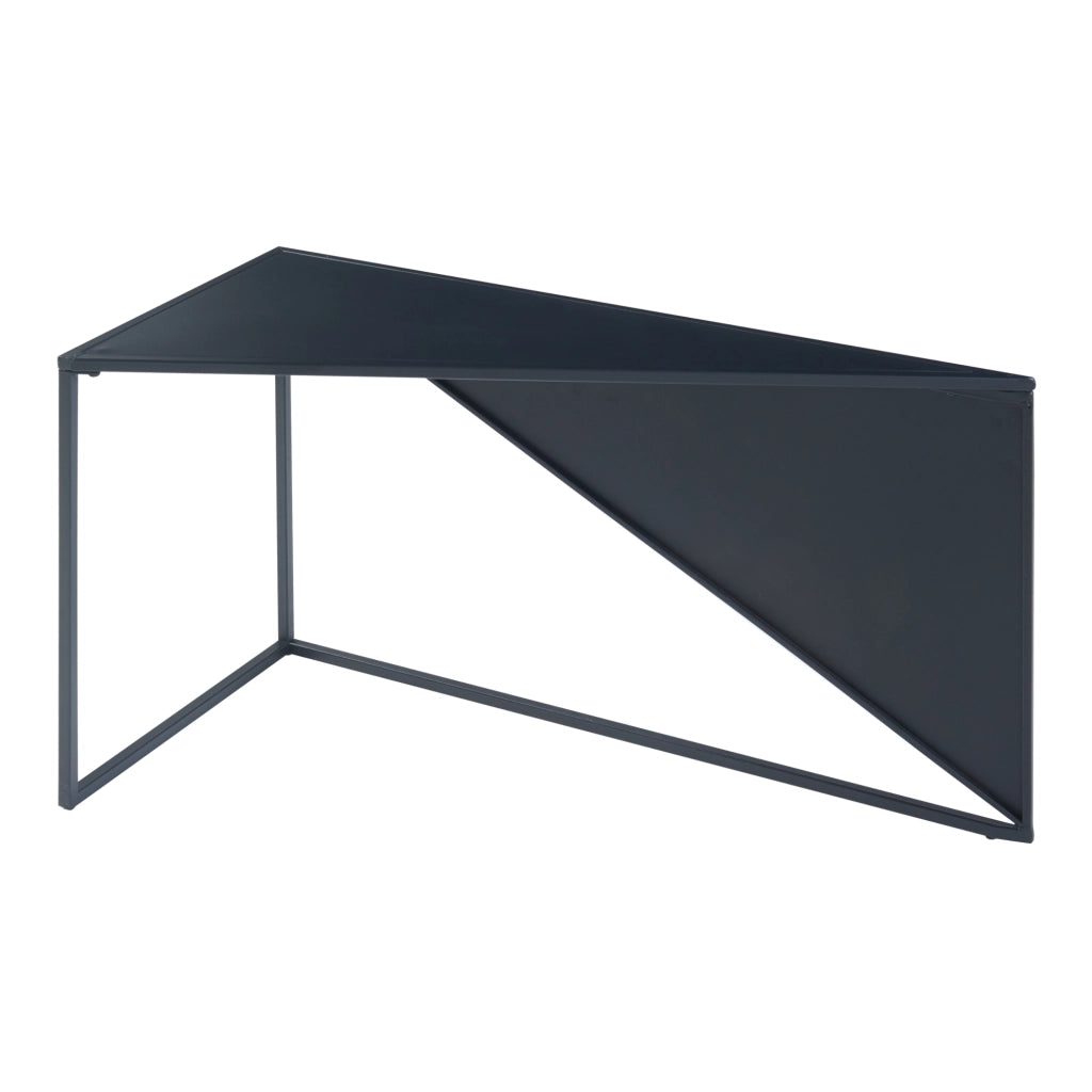 Set Kungsör di 2 Tavolini Sovrapponibili con Piano Triangolare Altezze Diverse - Metallo, Nero [en.casa]