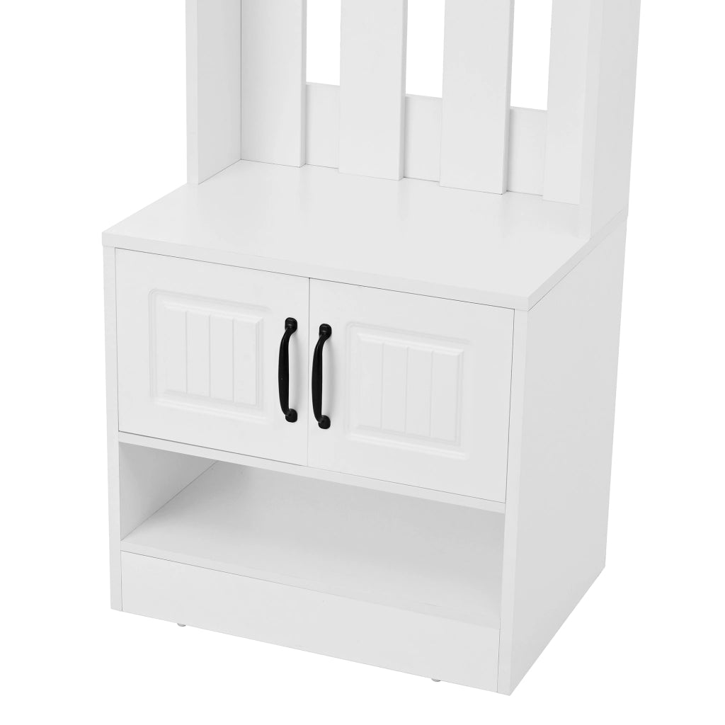 Mobile Scarpiera con 2 Ante; Pannello Posteriore con 8 Ganci; Stile Moderno; in Pannello Truciolare; Bianco; 50??36??190 cm