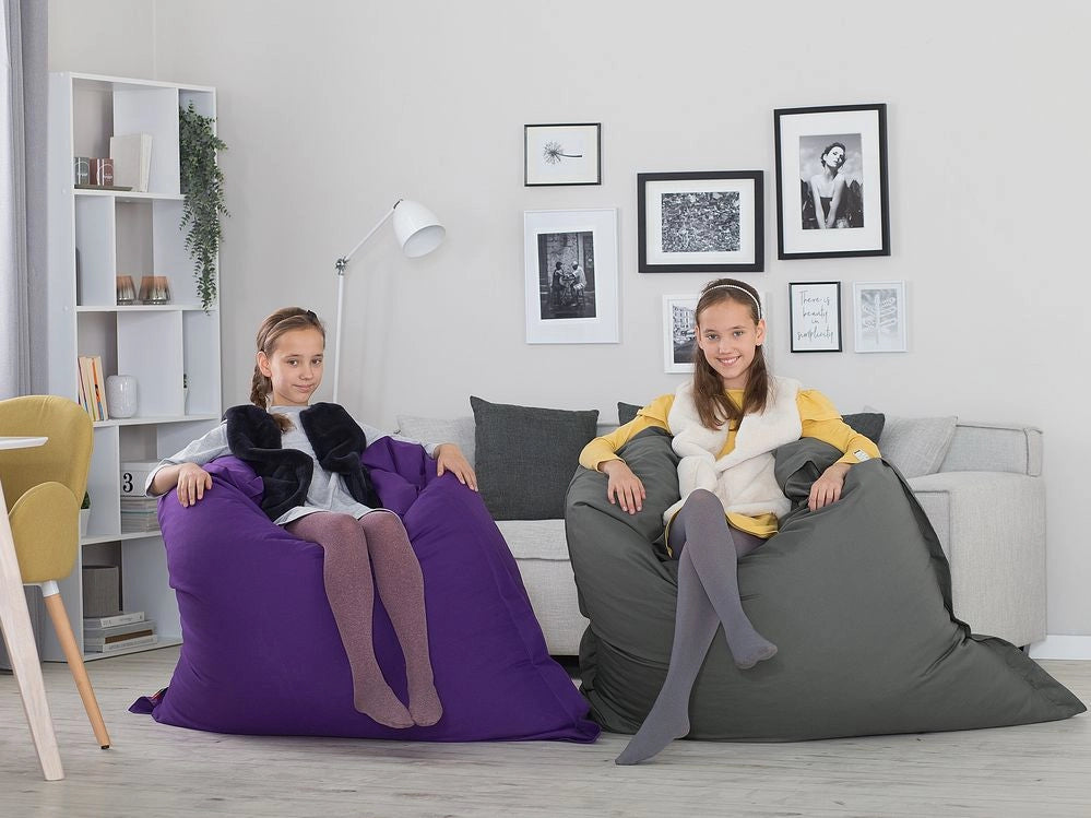 Poltrona Beanbag grande viola per distendersi con zip poltrona sacco gigante