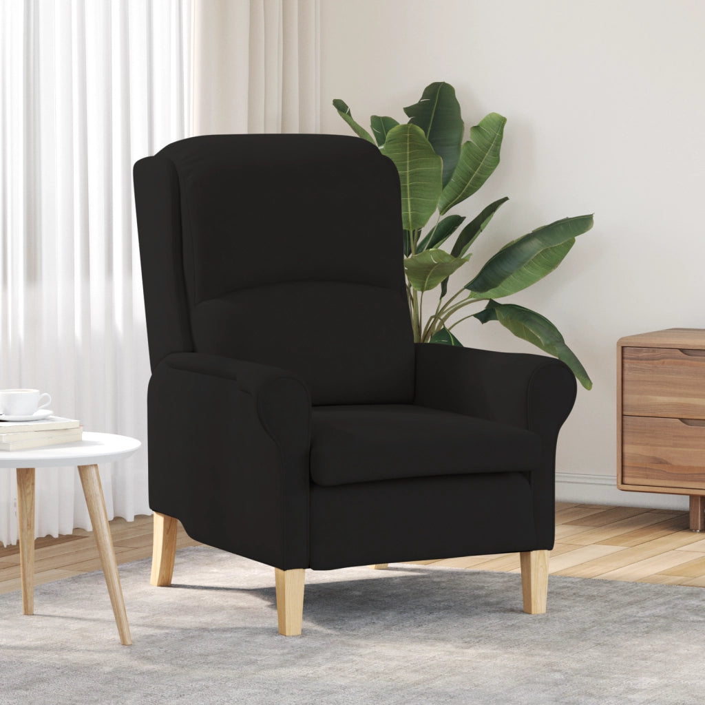 Poltrona Nera Nera Rivestimento in tessuto con gambe in legno