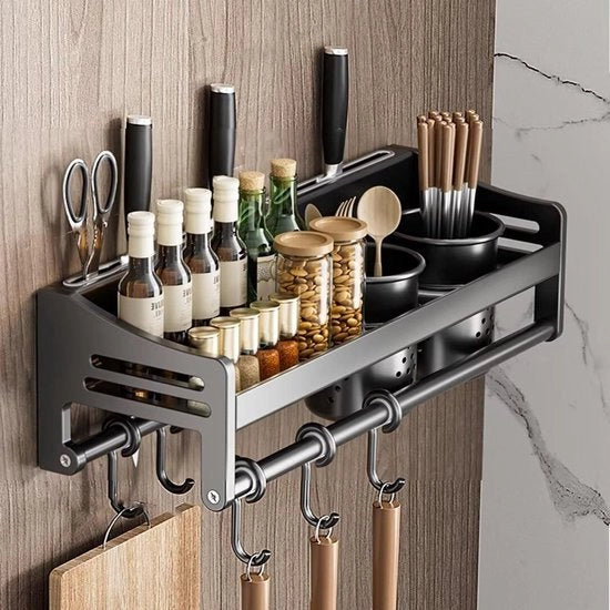 Kruidenrek adesola murale senza perforazione - 40 x 134 x 12 cm, metallo