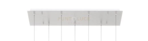 SOSPENSIONE BIANCO 7 LUCI RETTANGOLARE VETRI PICCOLI RUBINO 1191BI-S7 RP-RU