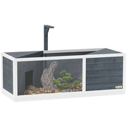 Casetta per tartarughe con coperchio apribile, porta trasparente, supporto lampada ¨C zephmum ¨C grigio 120x50x40 cm