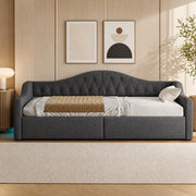 Letto da giorno imbottito 90x200 cm con LED; contenitore sotto il letto; grigio