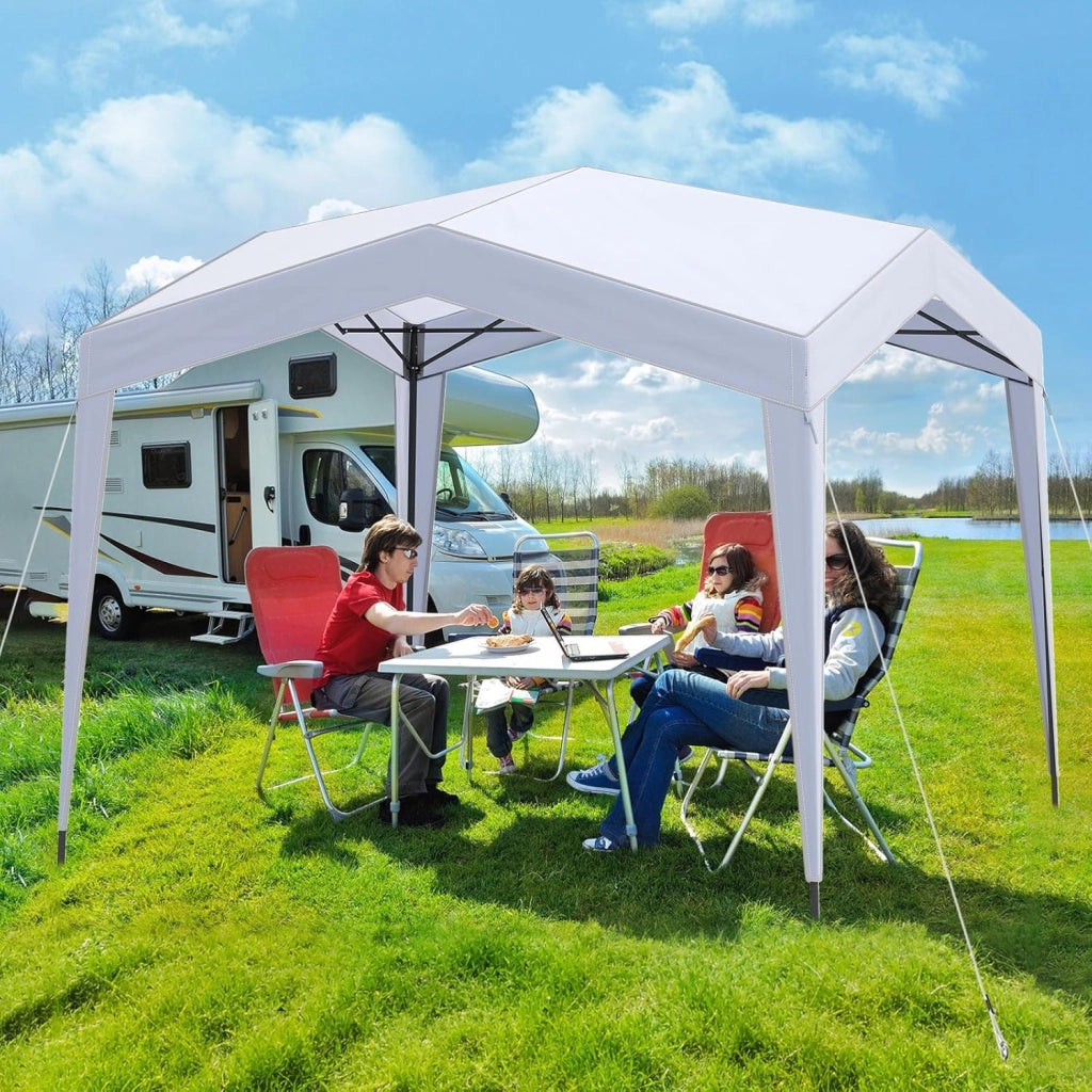 Gazebo Pop-up 302 x 302 cm, Gazebo Impermeabile con Ruote, 8 Picchetti, 4 Corde Antivento, Tendone Pieghevole Resistente per Spiaggia, Feste e Campeggio