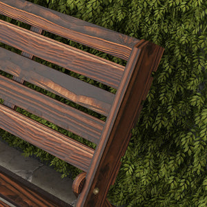 Panchina da Giardino 2 Posti 122x63x83 cm Pieghevole a Doghe in Legno di Pino Carbonizzato