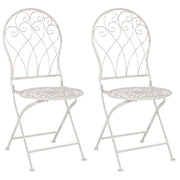 2 Sedie da giardino Bistrò Sedie bianche in metallo con effetto invecchiato Vintage Retro