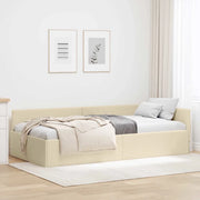 Cornice del letto ad angolo Crema 90 cm x 200 cm Tessuto