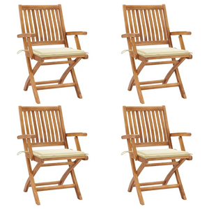 Sedie da Giardino Pieghevoli con Cuscini 4 pz Massello di Teak cod mxl 75182