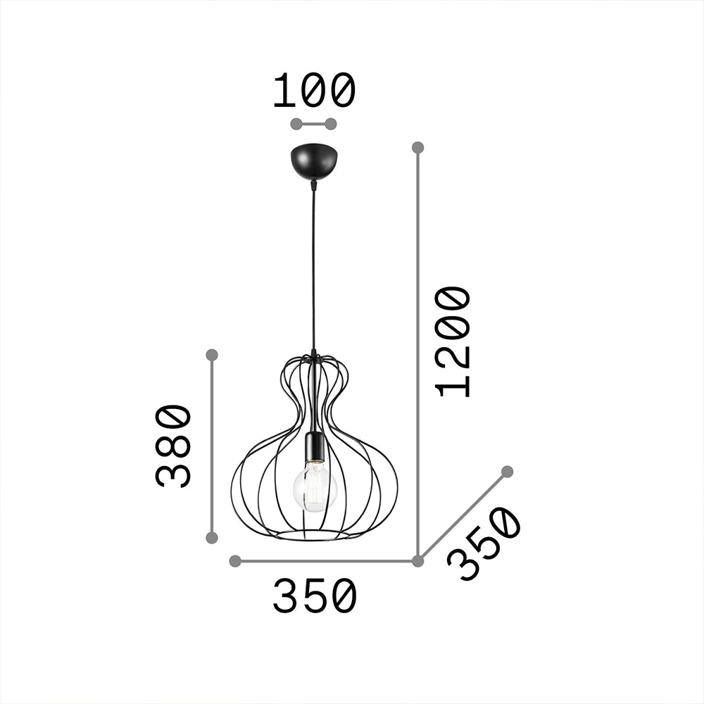 Sospensione Industrial-Minimal Ampolla-1 Metallo Nero 1 Luce E27