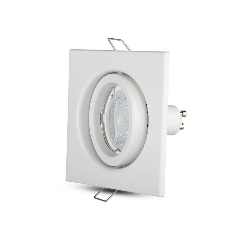 Porta Faretto Led GU10 MR16 Quadrato Con Molla Colore Bianco Orientabile Spotlight Fitting SKU-3472