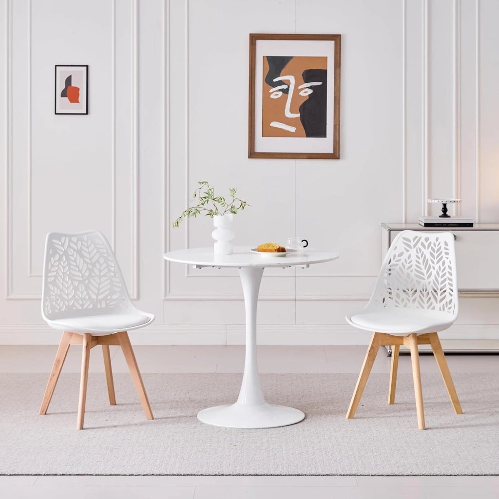 GrandCA HOME Set di 6 sedie da pranzo in stile nordico,sedia imbottita per cucina,sedia per soggiorno,gambe in legno di faggio,schienale traforato,per cucina,soggiorno e sala da pranzo-Bianco
