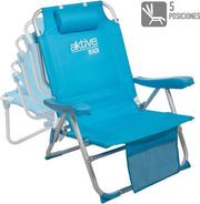 Sedia da giardino in alluminio - sedile pieghevole - 5 posizioni - blu