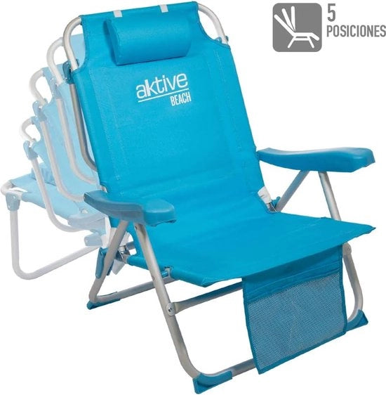 Sedia da giardino in alluminio - sedile pieghevole - 5 posizioni - blu