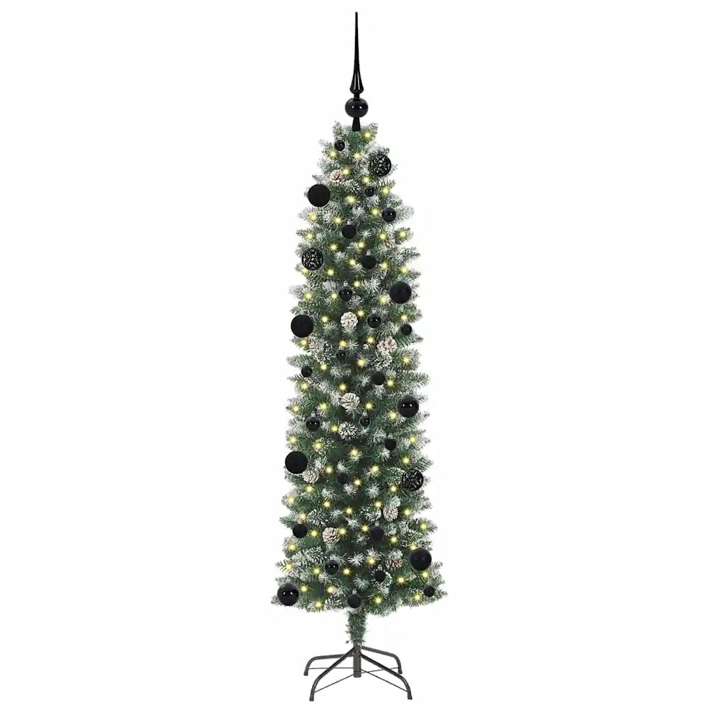 Albero di Natale Artificiale Sottile Verde e Bianco 150 cm 3395282