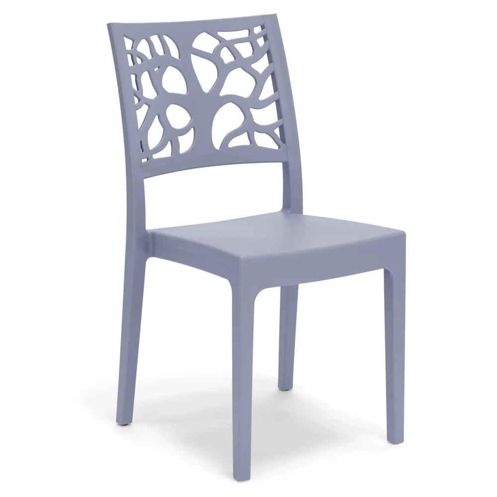 Set 4 sedie in polipropilene TETI, impilabile, resistente ai raggi UV, design moderno, ideale per sala da pranzo, cucina, sala d’attesa, bar, ristoranti o giardino, colore Avio