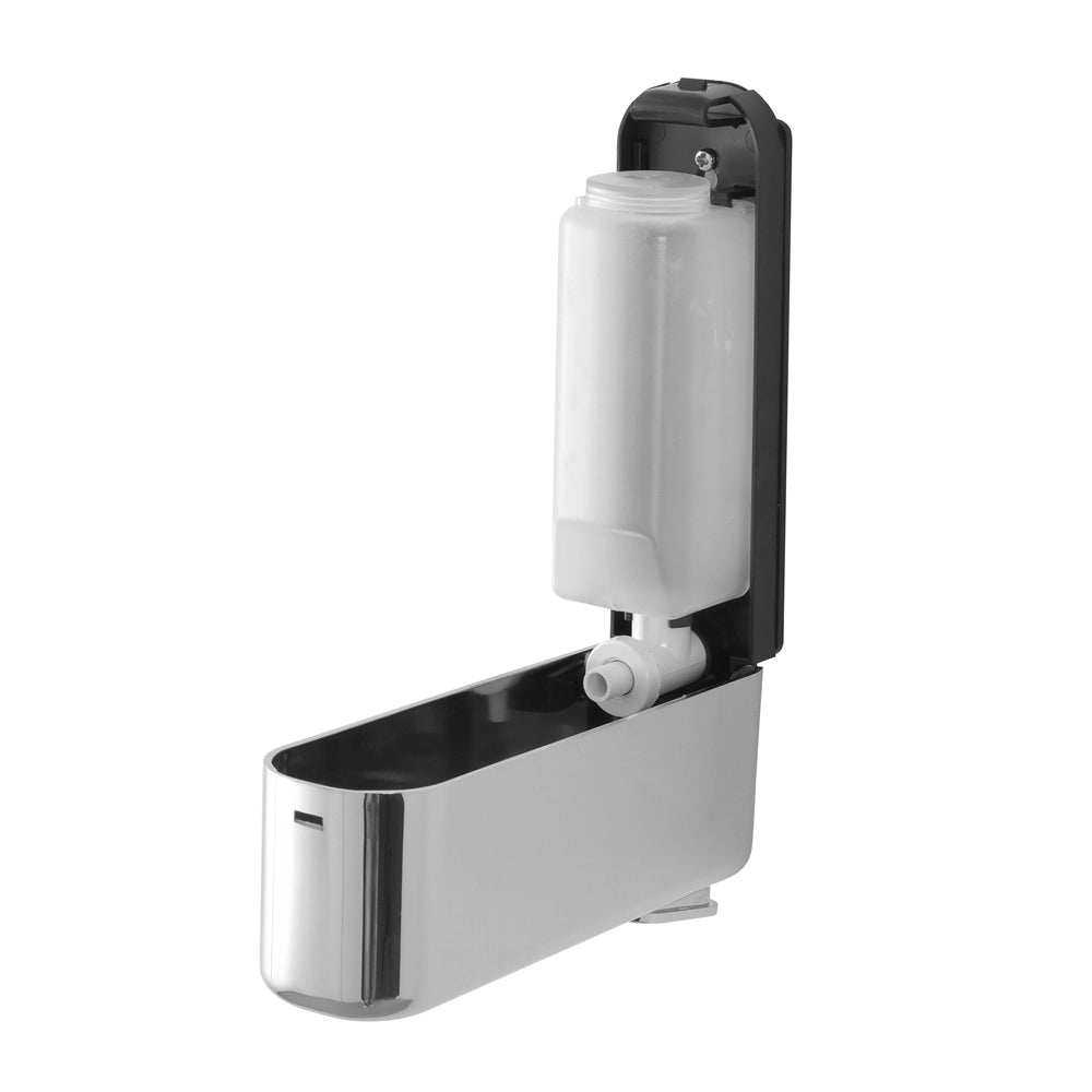 Dispenser sapone liquido a muro cromo da 350 ml con fissaggi inclusi