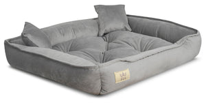 AIO FACTORY Cuccia per cani 100x75 cm in velluto grigio con cuscino impermeabile