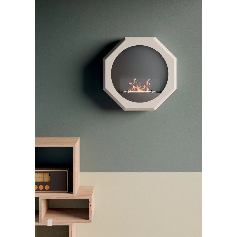 Biocamino da parete Palmanova Bianco 2,0 kW – fissaggio a parete, vetro frontale, serbatoio 1 L – Tecno Air System