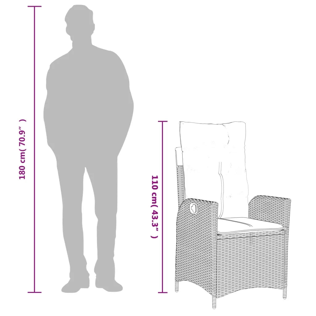 Set da Pranzo da Giardino 9 pz con Cuscini in Polyrattan Grigio 3213232