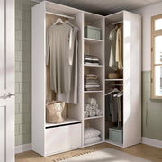 Guardaroba grande Tobias, Mobile camera da letto, Cabina armadio portabiti, Armadio appendiabiti, 145x85 h205 cm, Bianco e Rovere
