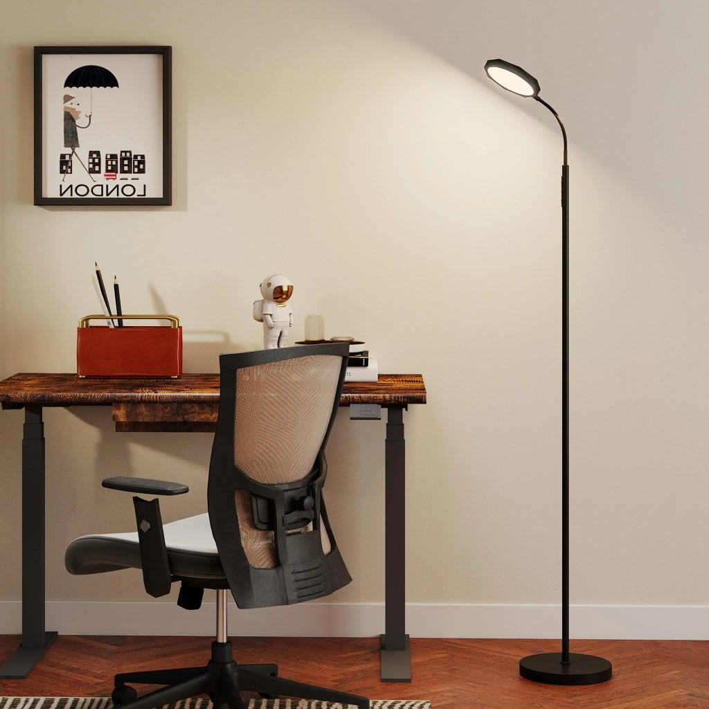 Lampada da Terra LED con Telecomando ¨C zephmum ¨C Nero, Regolabile, Testa Girevole