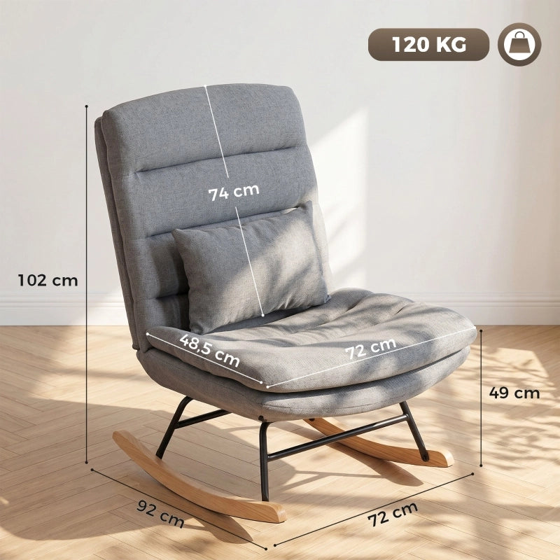 POLTRONA A DONDOLO con cuscino lombare 79x73x39 cm Grigio chiaro