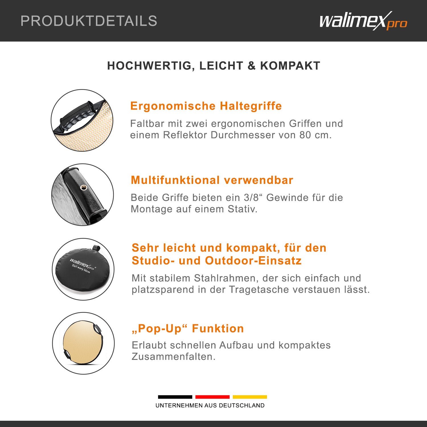 5in1 riflettore pieghevole comfort ondulato Ø80cm