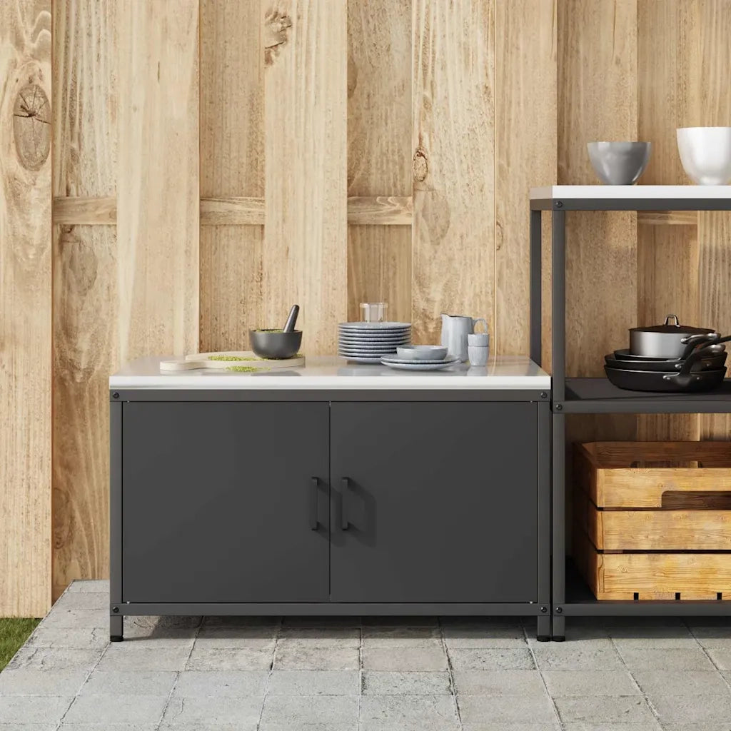 Stoccaggio in cucina con porta Nero 60 x 50 x 92 cm Acciaio
