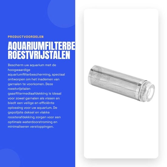 Filtro per acquario protezione - Rete in acciaio inossidabile - Ingresso mesh - Accessorio filtro prefiltrante - Per pesci e gamberi - Resistente alla corrosione - Facile da pulire - Copertura filtro