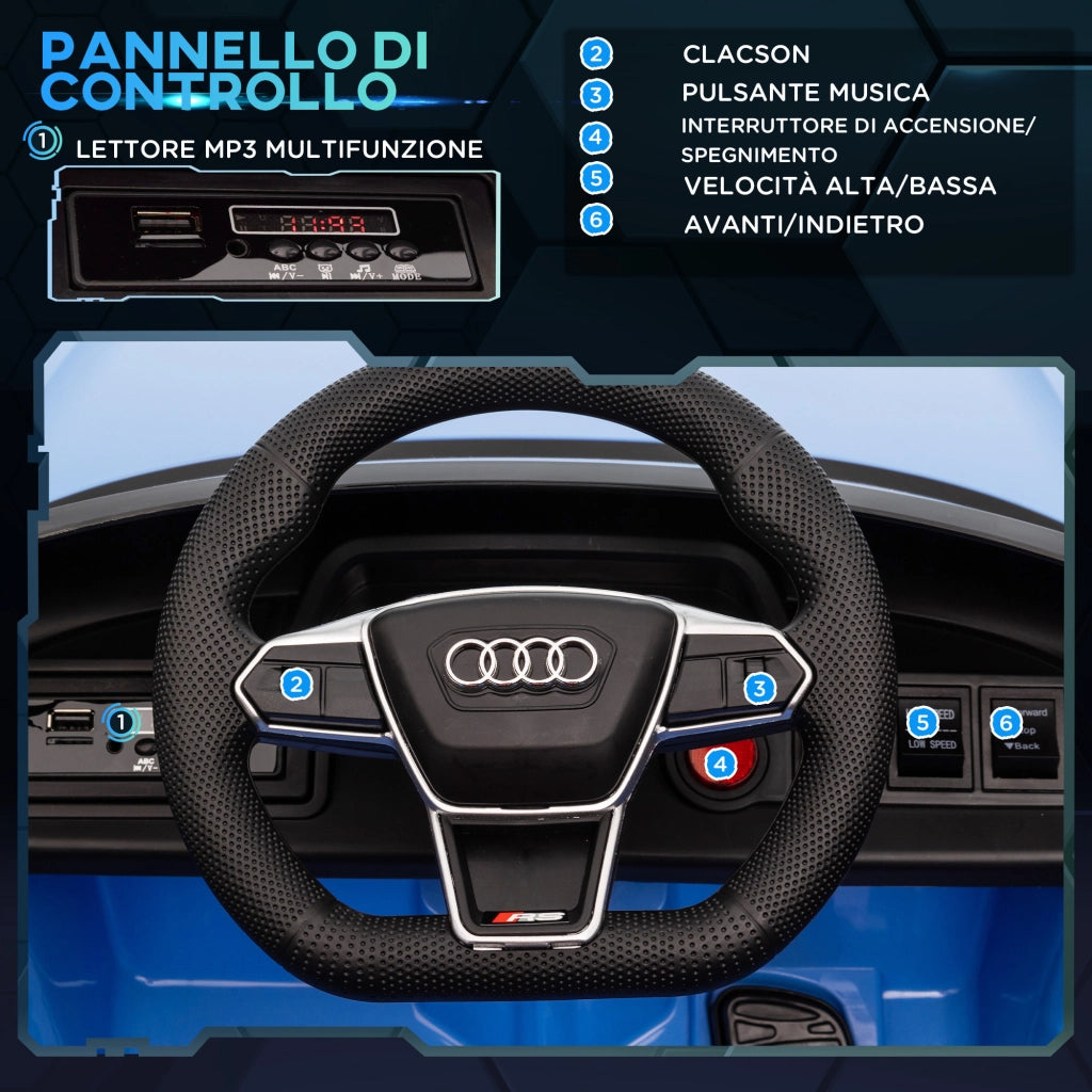 Auto Elettrica per Bambini 3-5 Anni con Telecomando, Sospensioni e Clacson, 103x58x41 cm, Blu e Nero