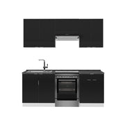 Cucina componibile Fame-Line Nero rigato/Bianco 200 cm, PL Antracite Vicco