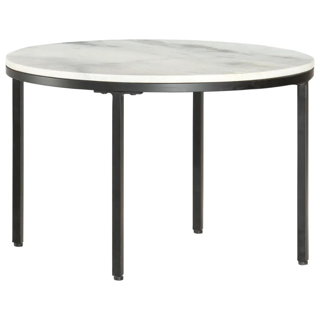 Tavolino da CaffÃ¨ Bianco e Nero Ã˜65 cm in Vero Marmo Solido cod mxl 15176