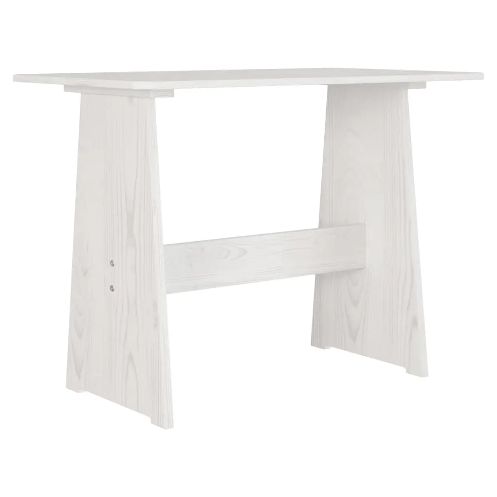 Tavolo da Pranzo con Panca REINE Bianco Legno Massello di Pino 327251