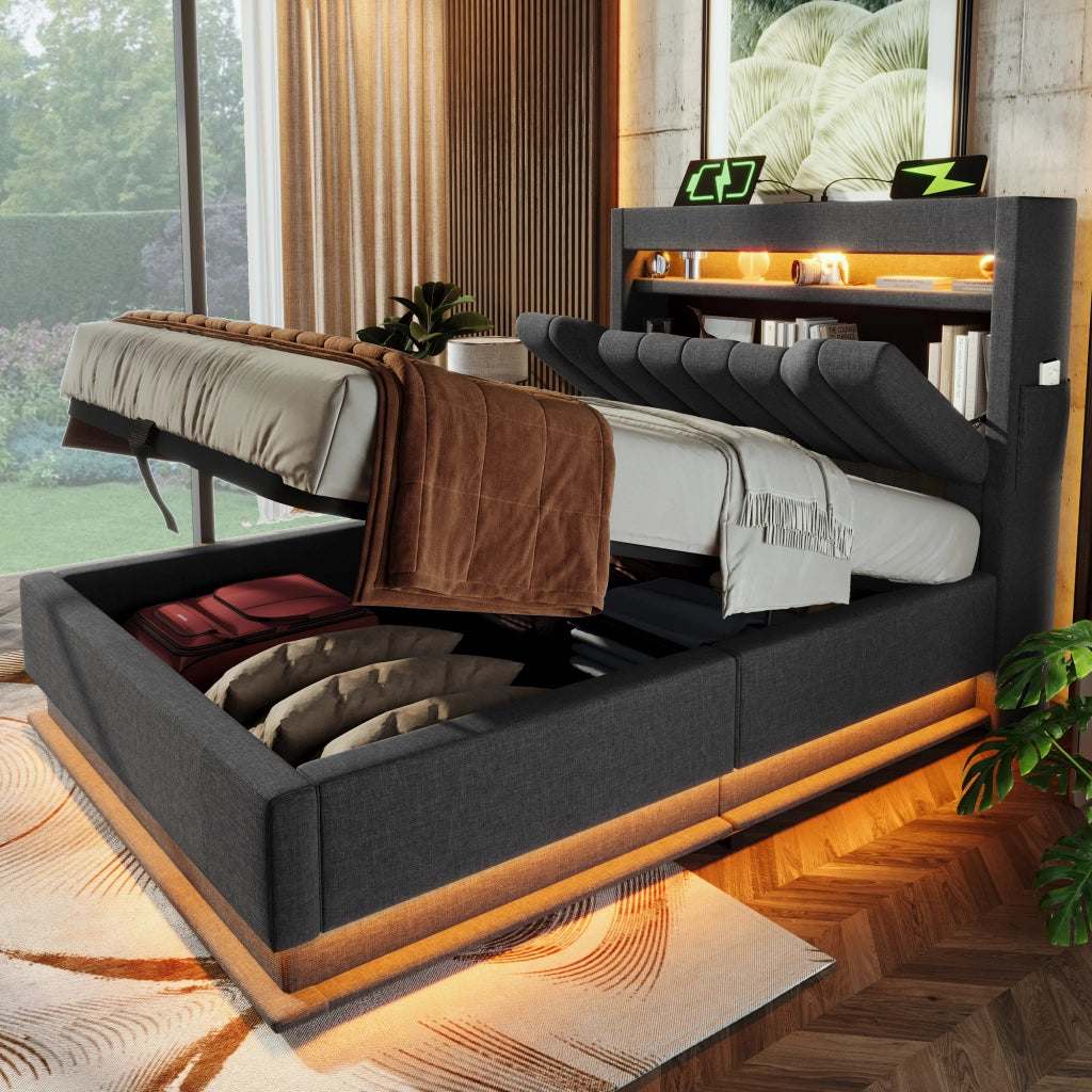 LETTO Imbottito 90x200 cm Grigio in Lino con materasso incluso