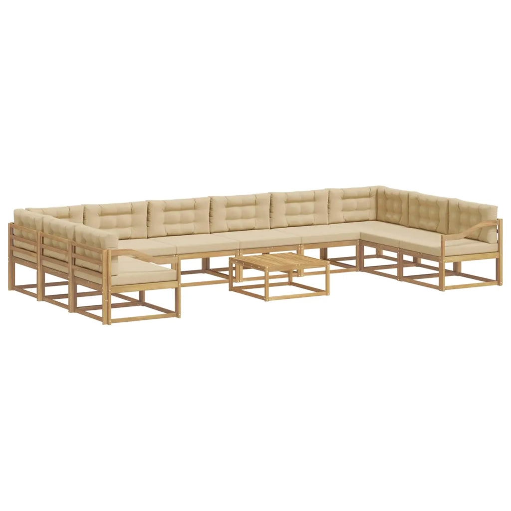 Set di divani da esterno 11 pz Bianco e Beige 3387157