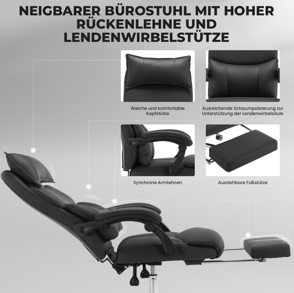 Sedia ufficio ergonomica in tessuto Tech; con supporto lombare regolabile; nera