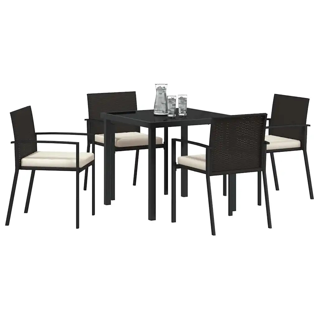Set da Pranzo per Giardino 5 pcs Nero