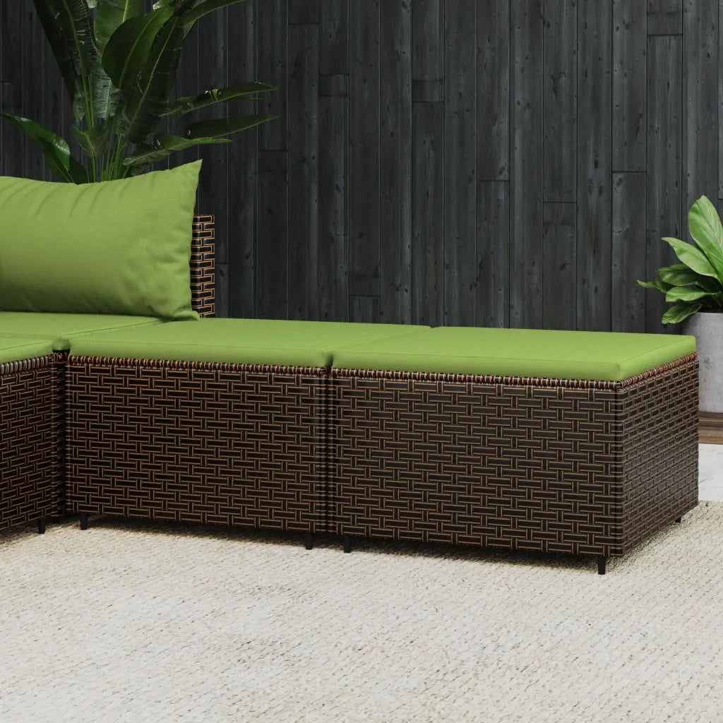 Poggiapiedi da Giardino con Cuscini 2 pz in Polyrattan Marrone CFW1659152
